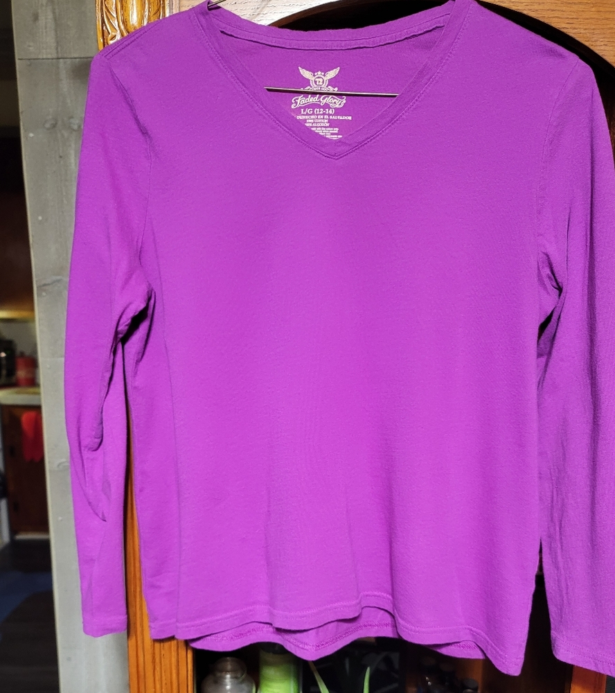 Magenta Faded Glory LS tee